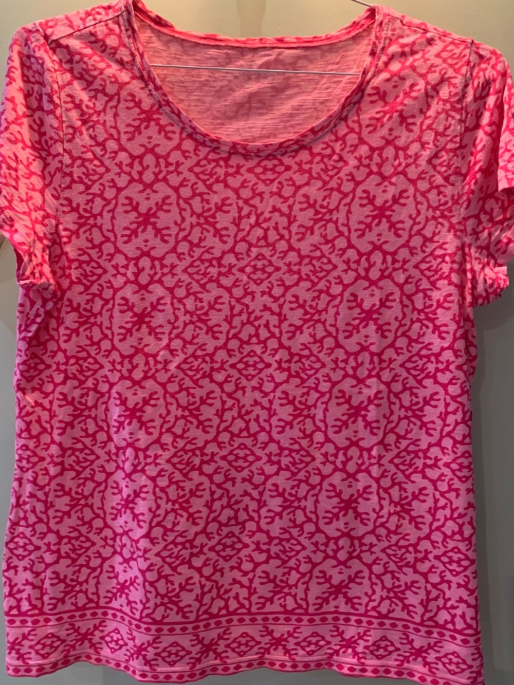 Vineyard Vines Pink Coral Print Tee Shirt Size M